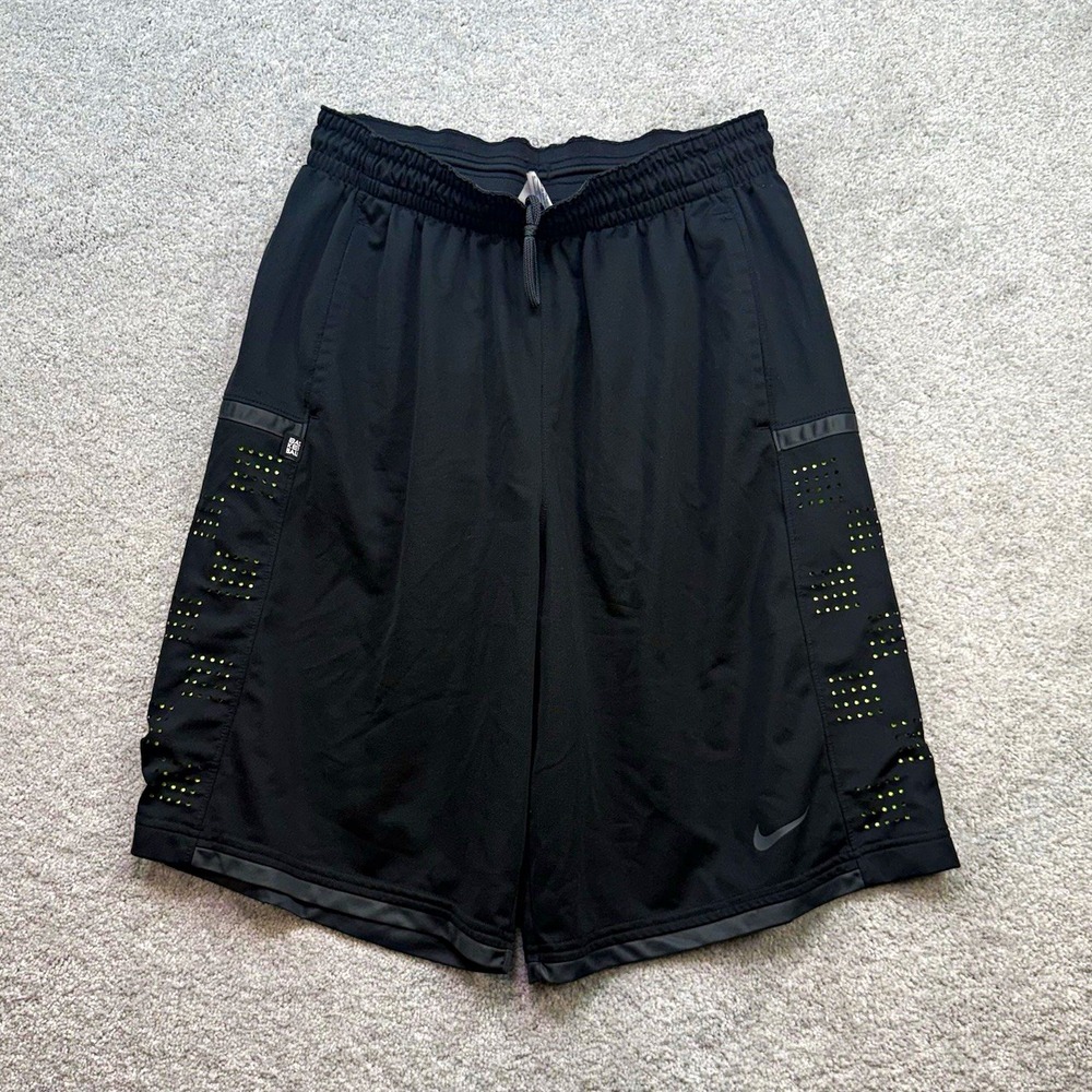 Nike Basketball Dri-Fit Athletic Training Shorts Mens XL Black Neon Yellow